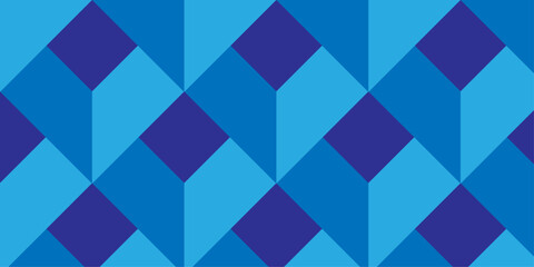 Obraz premium abstract blue geometric cube creative concept triangle overlap square technology background. digital cubes fabric and wallpaper grid block texture background.