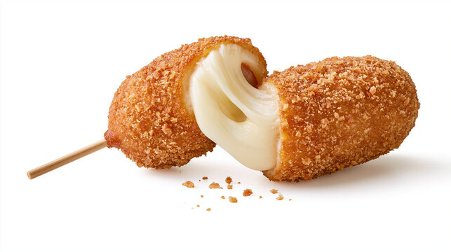 Mozzarella Cheese Corn Dog Isolated on White Background