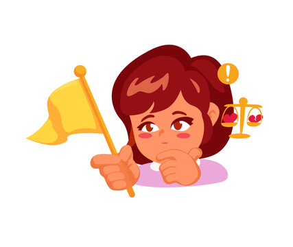 Women Holding Yellow Flag - Personality and Romance Character Set Vector
