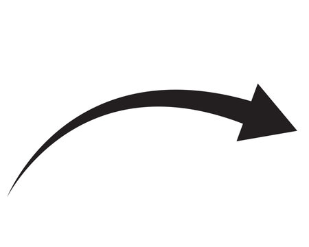Black curved arrow pointing right direction symbol icon