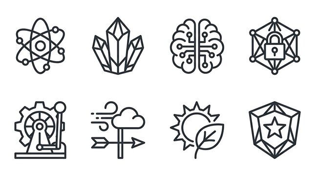 Scientific and Technical Outline Icon Set