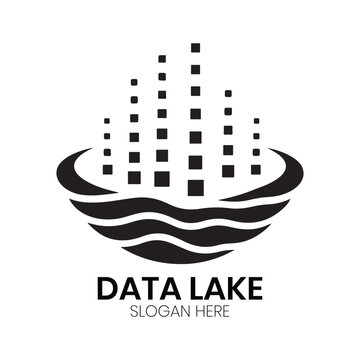 Data Lake Digital logo design for big data cloud analytics company solutions