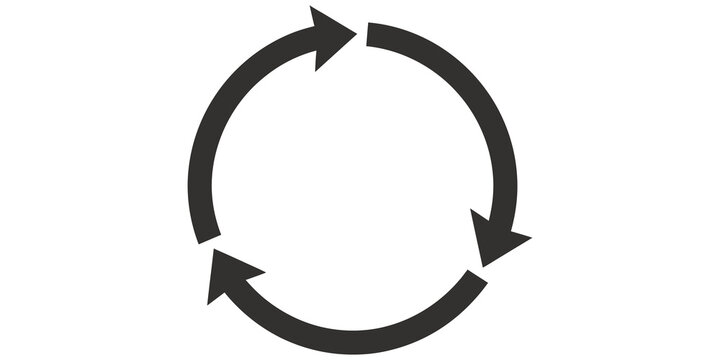 Circular arrows icon representing recycling process or continuous updates.