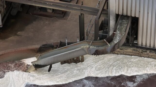 Dirty waste water enters clarifier tank in biogas fuel production
