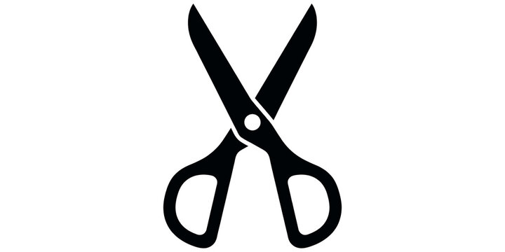 Pair of scissors flat icon black tool for cutting and craft activities.