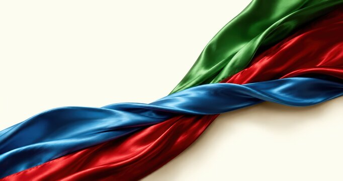 Azerbaijan Flag 3D Illustration with Waving Silk Fabric and National Colors