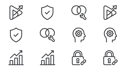 Fototapeta premium Modern Business and Technology Line Icon Set