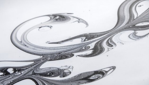 Abstract monochrome marble pattern with fluid black and white swirls.