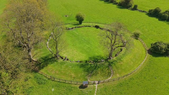 Aerial View Of Grange Stone Circle (Lios na Grainsi) In County Limerick, Ireland.