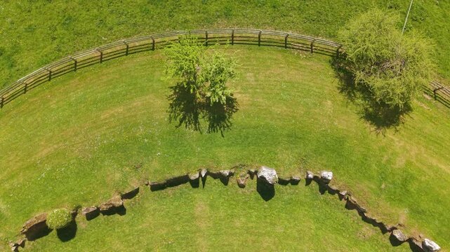 Overhead View Of Grange Stone Circle In County Limerick, Ireland. - aerial shot