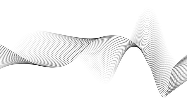 Minimal Abstract Wave Line Background with Elegant Flowing Curves on White. Modern Monochrome Line Wave Abstract Background for Luxury Branding Design.