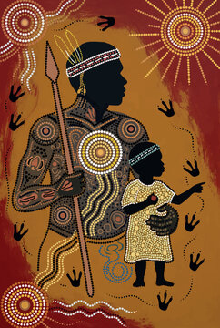 Aboriginal-Inspired Decorative Feather and Son Painting with Detailed Dot work.