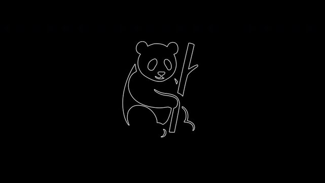 Animated panda bear self drawing line art