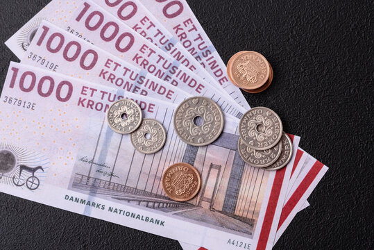 Denmark, Danish paper banknotes kroner for settlements and financial transactions. Danish kroner
