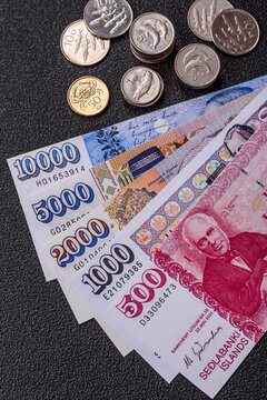 Iceland, Icelandic paper banknotes krona for settlements and financial transactions. Icelandic krona