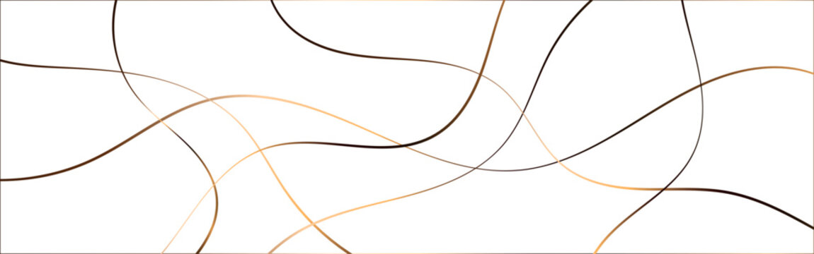 Abstract White Background with Elegant Orange and Golden Flowing Lines. Minimal Orange and Gold Wavy Line Pattern on Clean White Background.