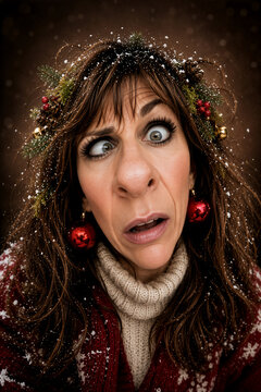 Verwirrte Frau zur Weihnachtszeit