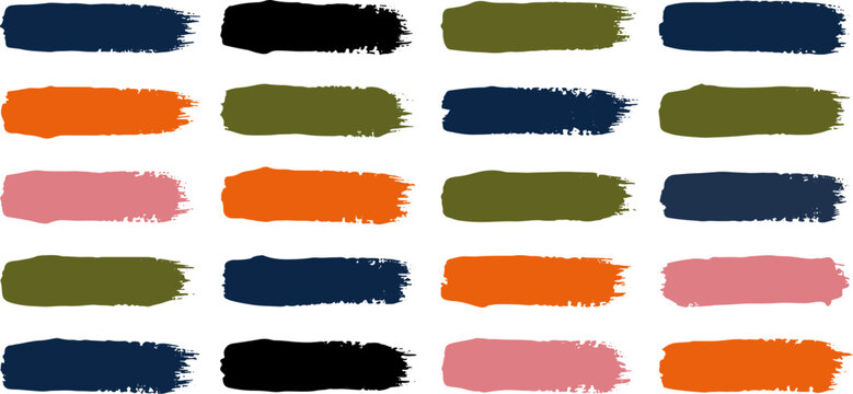 Colorful Paint Brush Strokes TEXTURE Set vecor design Isolated on White Background