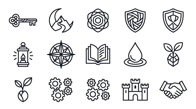 Minimalist Linear Icon Set for Business and Fantasy Themes