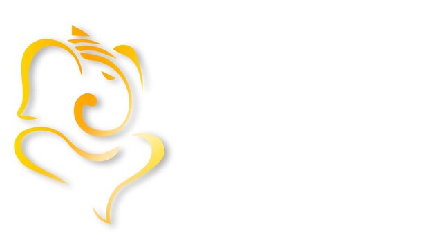 Golden Lord Ganesha Line Art Animation for Ganesh Chaturthi Festival Background.