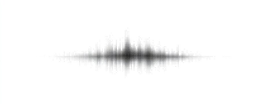 Abstract sound wave visualization on a white background.