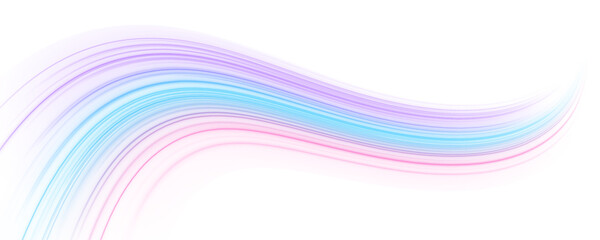 Fototapeta premium Neon speed lines race through a futuristic highway scene. Glowing waves create strong motion and energy. Perfect for technology graphics, banners, and overlays png