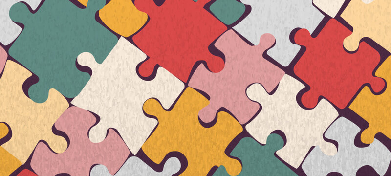 Puzzles background. Beautiful vintage horizontal banner.