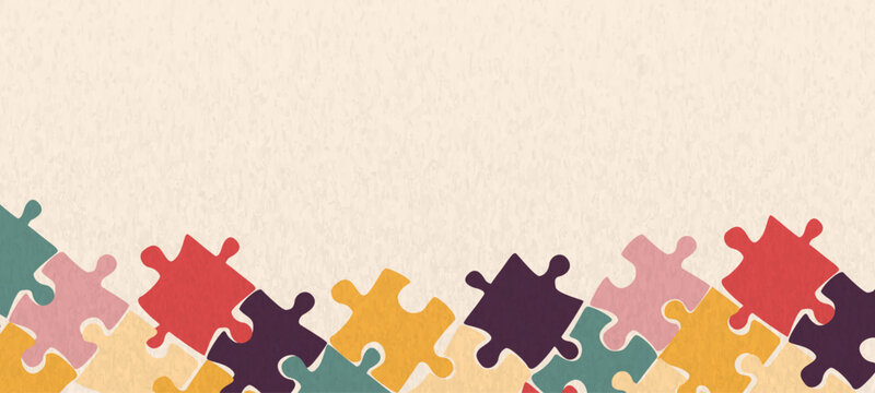 Puzzles background. Beautiful vintage horizontal banner.