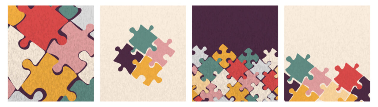 Puzzles background set. Beautiful vintage banners.