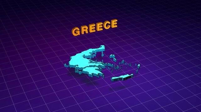 Greece 3d map dissolving into pixels