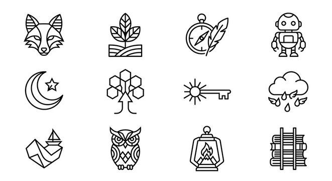 Minimalist Linear Icon Set for Design and Branding