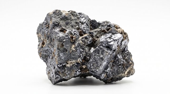 A realistic collection of lead materials featuring raw galena ore, cubic galena crystals, crushed ore, lead concentrate, refined lead ingots, pellets, granules, metal sheets, casting pieces, and recyc