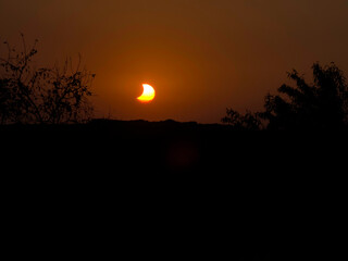 Partial solar eclipse over Rioja Alavesa landscape © Dronemetrics