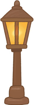 Vintage street lamp illustration with warm glow