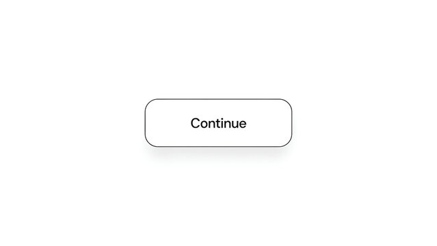 Minimalist continue button on blank white interface for web and app design mockups