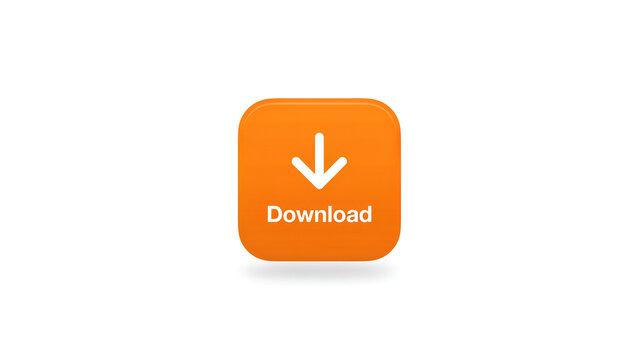 Download button icon with downward arrow on orange gradient background for apps and software