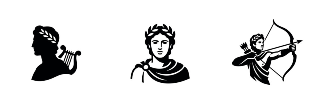 Greek Mythology Male Bust and Archer Icons