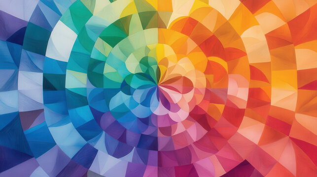 Colorful spiral pattern with vibrant hues creating mesmerizing visual effect. design features blend of shades, forming harmonious and dynamic