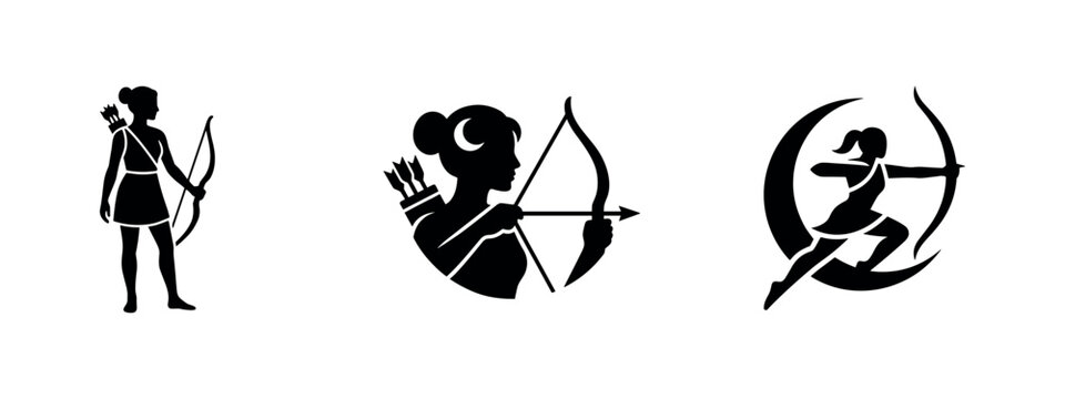 Artemis Moon Archer and Goddess Silhouettes