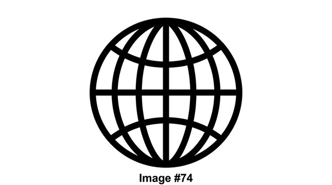 Minimalist globe icon, black and white vector earth symbol for web and digital design