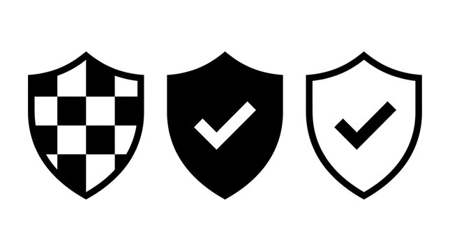 Minimalist security shield vector icon set for cyber protection and data safety concepts.