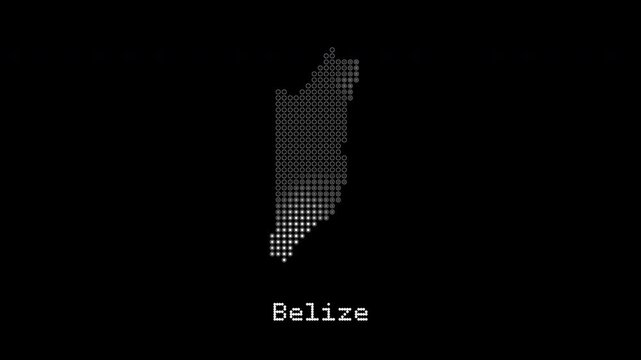 Belize country map digital display animation
