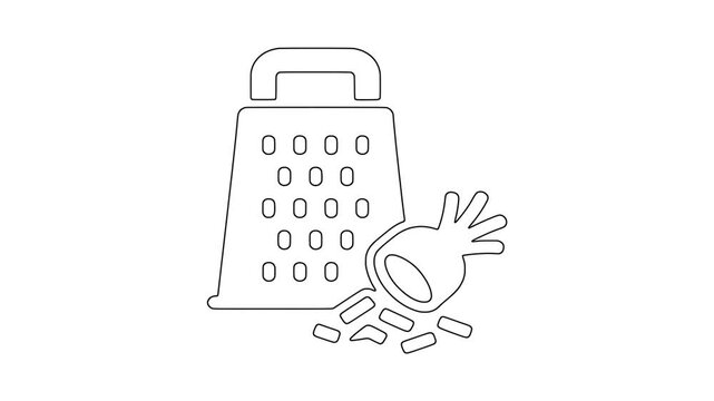 Grater with shredded beetroot icon animation