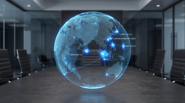 Global network connection and data visualization of digital world map