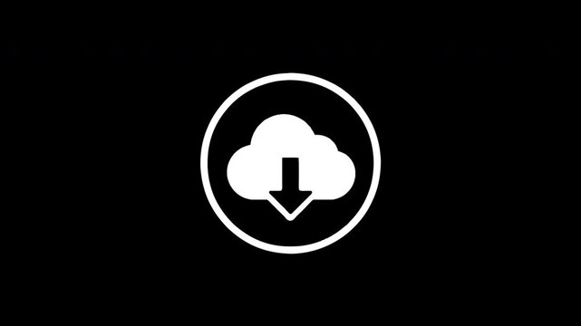 Glitching download icon revealing cloud computing symbol