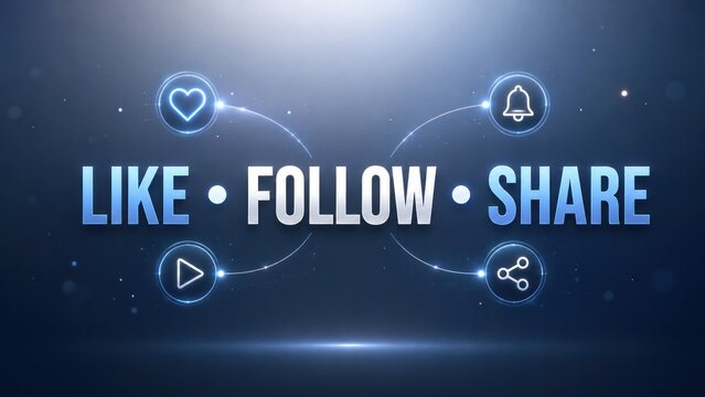 Like follow and share social media call to action, audience engagement concept for creator marketing