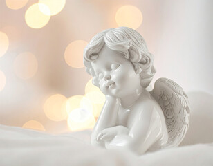 Fototapeta premium Little white angel – plaster figurine