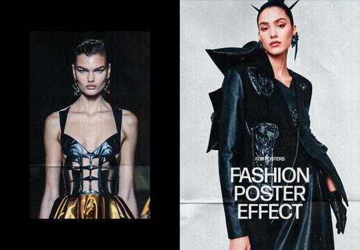 Vertical Fashion Poster Effect For Poster And Print Design