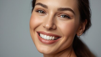 Naklejka premium Mujer con una sonrisa radiante
