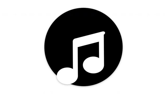Minimalist Music Note Icon in Black Circle for Audio App Interface